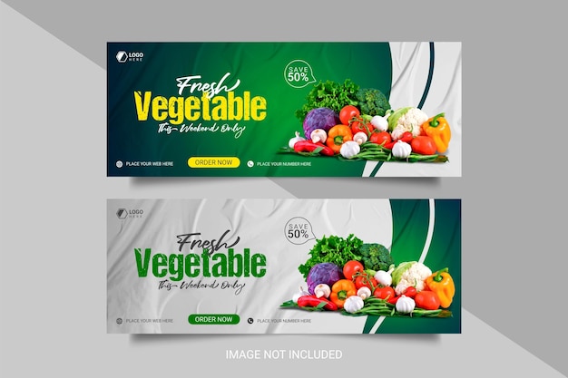 Organic food social media cover banner post template design