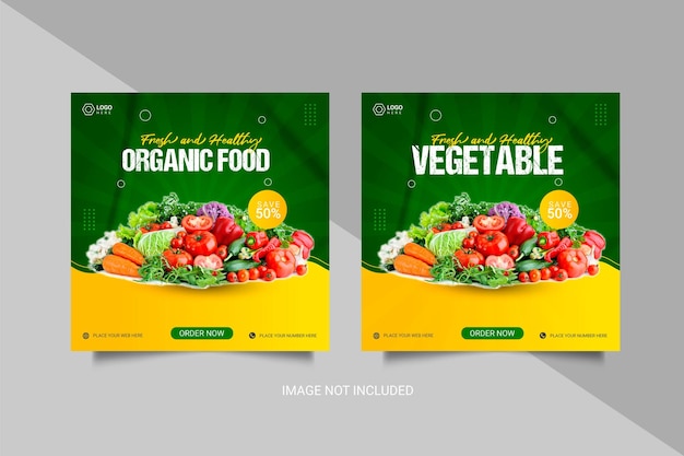 Organic food social media and Instagram post template design