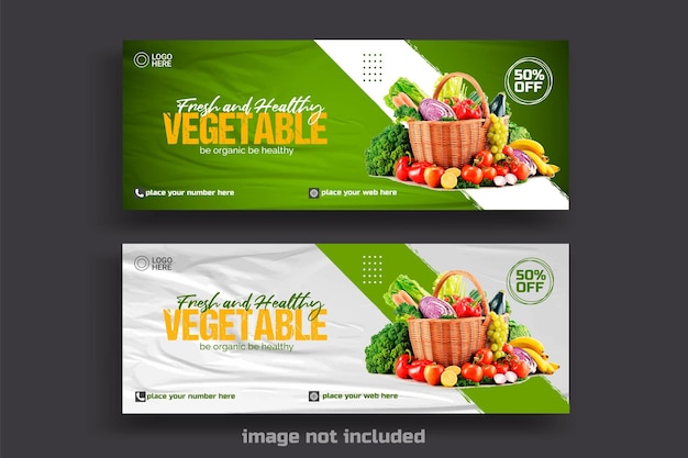 Vector organic food  social media post banner
