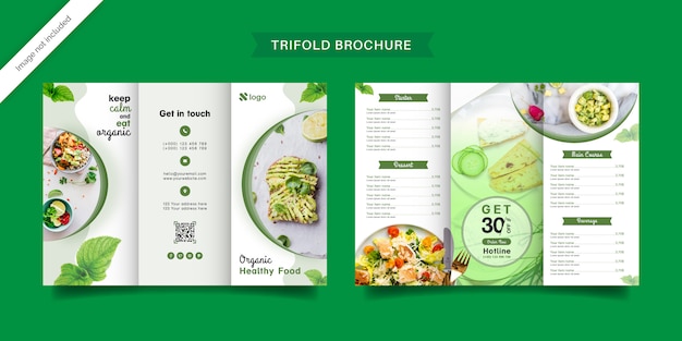 Organic food trifold brochure template