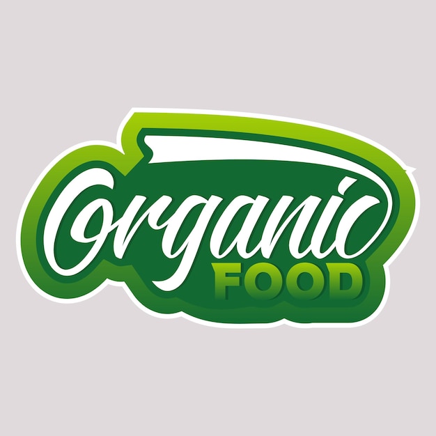 有機食品のタイポグラフィのロゴのテンプレートプレミアムベクトル