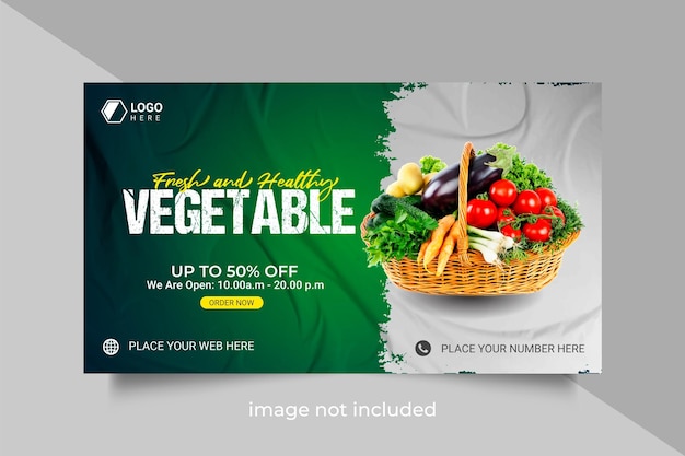 Modello di post banner social media banner web per alimenti biologici