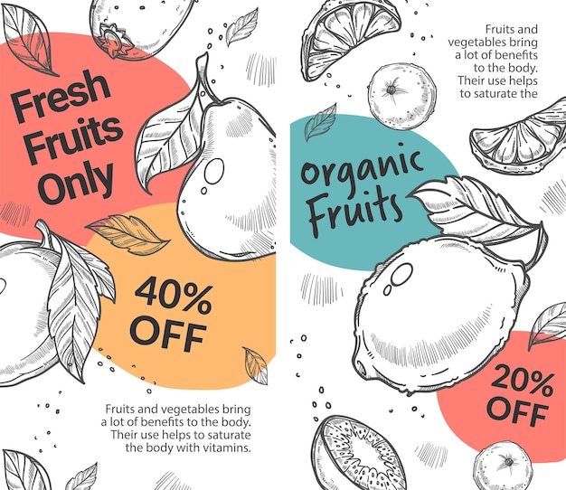 Organic and fresh fruits  percent off discount