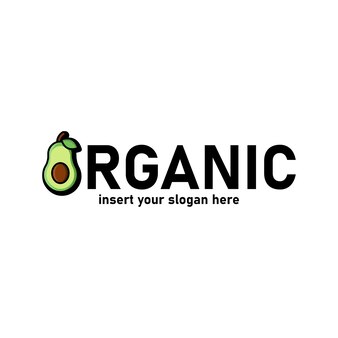 Il design del logo del cibo sano biologico e fresco rappresenta l'attività del supermercato o del negozio di alimentari Vettore Premium