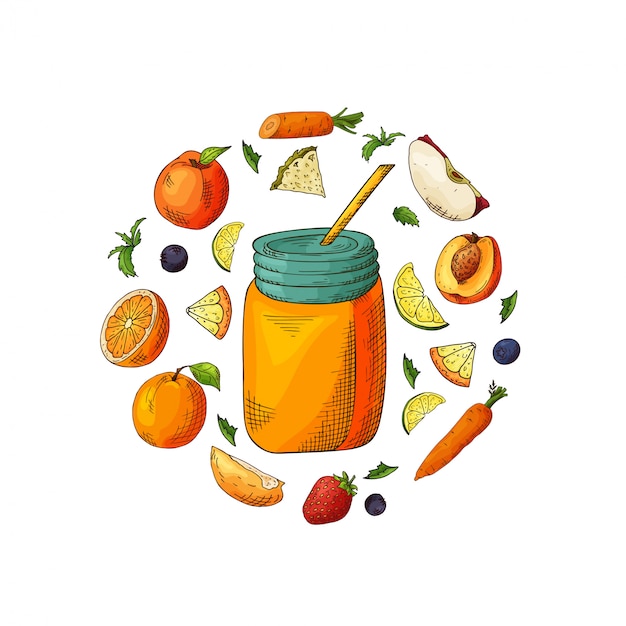 organic fruit shake with ingredients