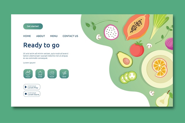 Vector organic fruit and vegetable landing page