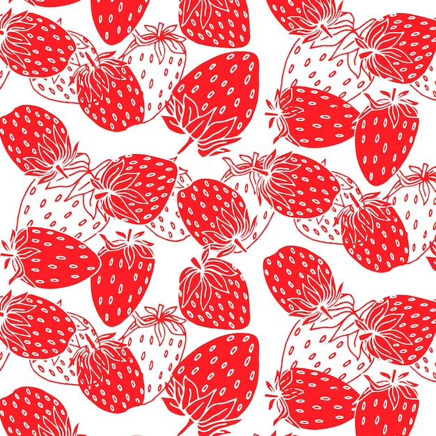 organic fruits or vegetarian food. bright vector pattern with strawberries.