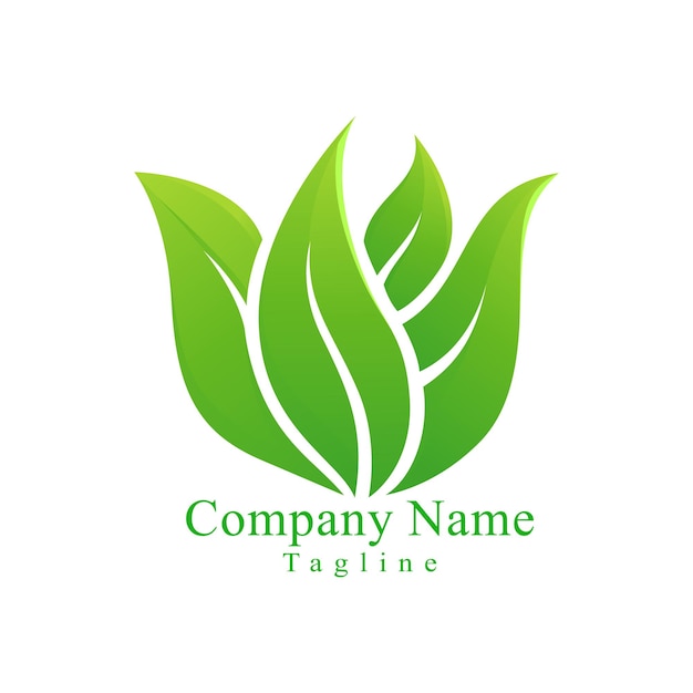 Organic green leaf logo design vector template. Ecology Icon