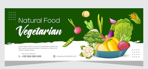 Vector organic and healthy food banner template design