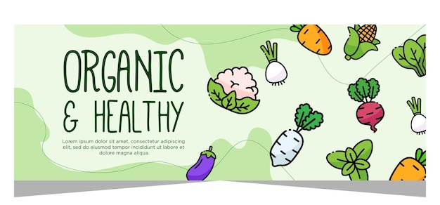 Vector organic and healthy food banner template design