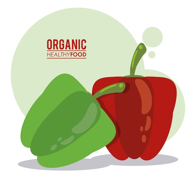 Organic healthy food green and red pepper 