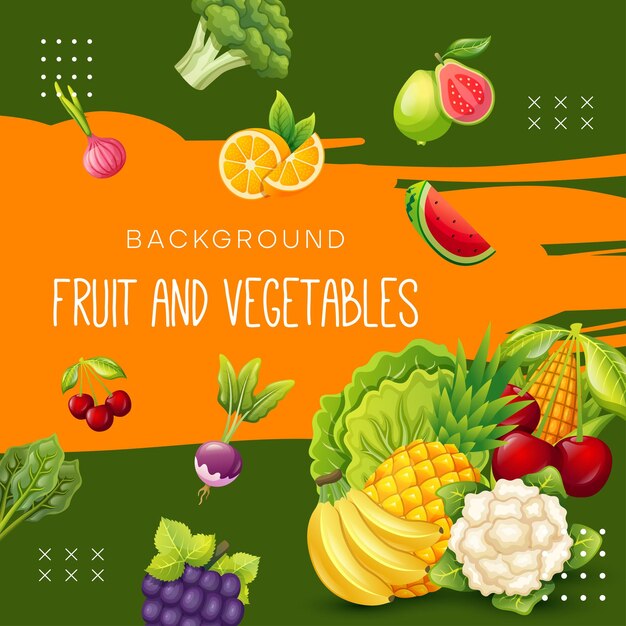 Vector organic and healthy food social media post