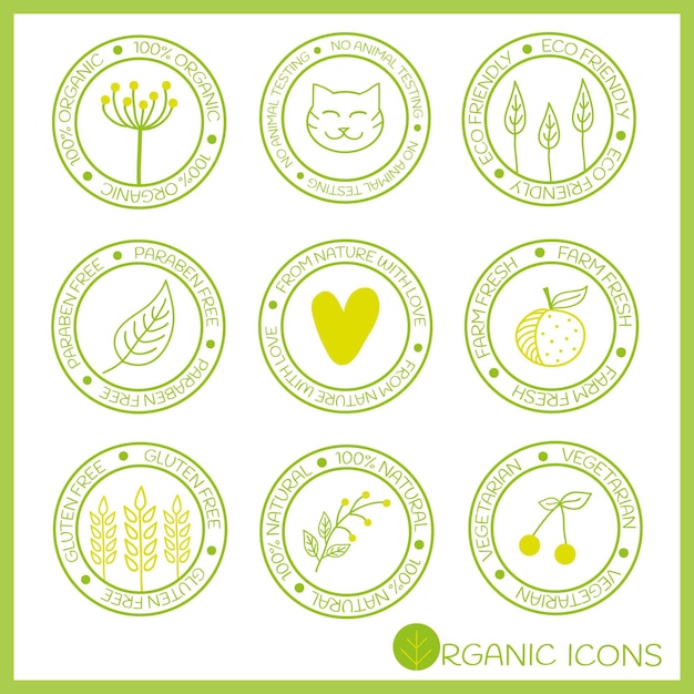 Organic icons in doodle style