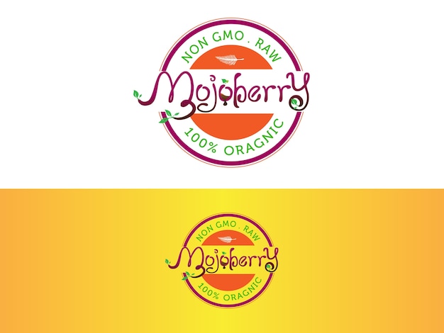 Vettore logo design di succo di frutta biologico