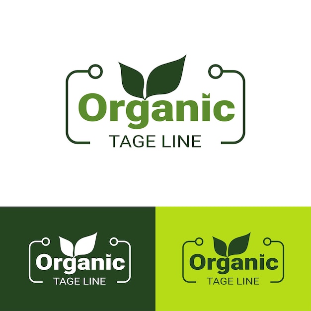 Organic Label Natural Sticker Leaf Green Vector