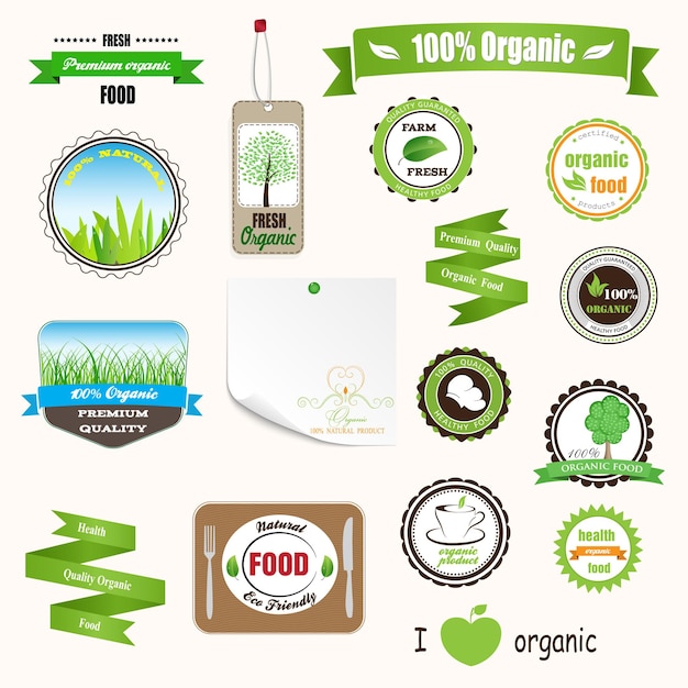 Organic labels logos and stickers