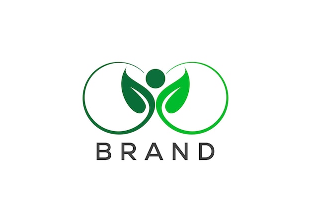 Organic leaf man logo vector nature man en eco life logo healthcare logo design vector template