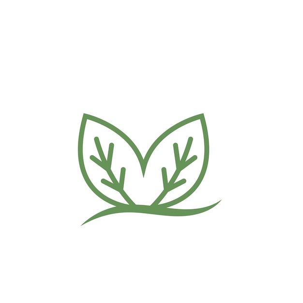 Organic leaves line icon vector design template