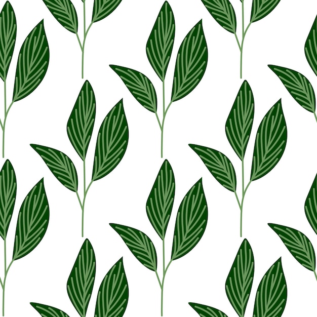 Organic leaves seamless pattern in simple style Botanical background