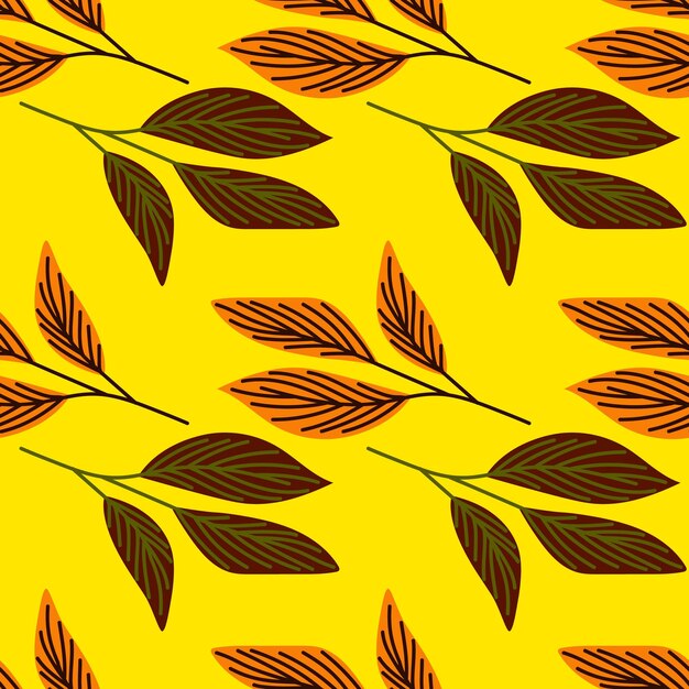 Organic leaves seamless pattern in simple style botanical background
