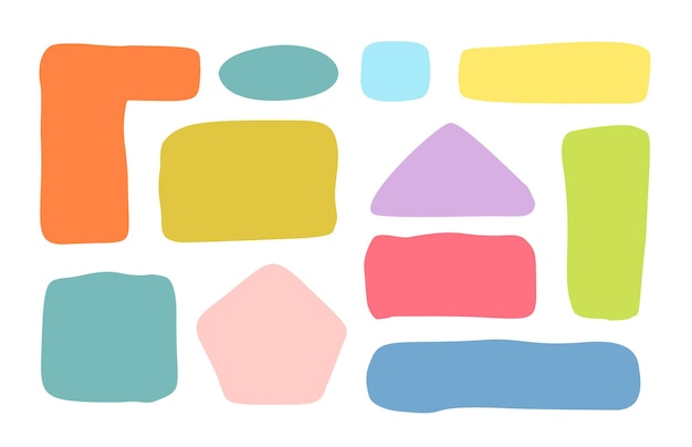 Organic liquid rectangle frame shapes set hand drawn abstract vector fluid square blobs wavy