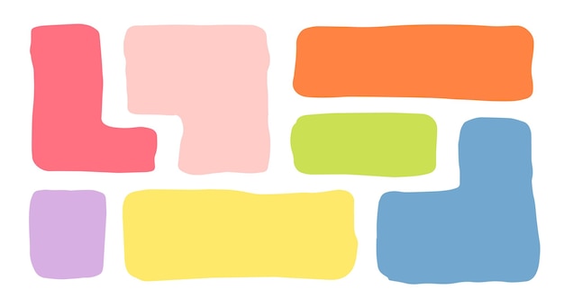 Organic liquid rectangle frame shapes set hand drawn abstract vector fluid square blobs wavy
