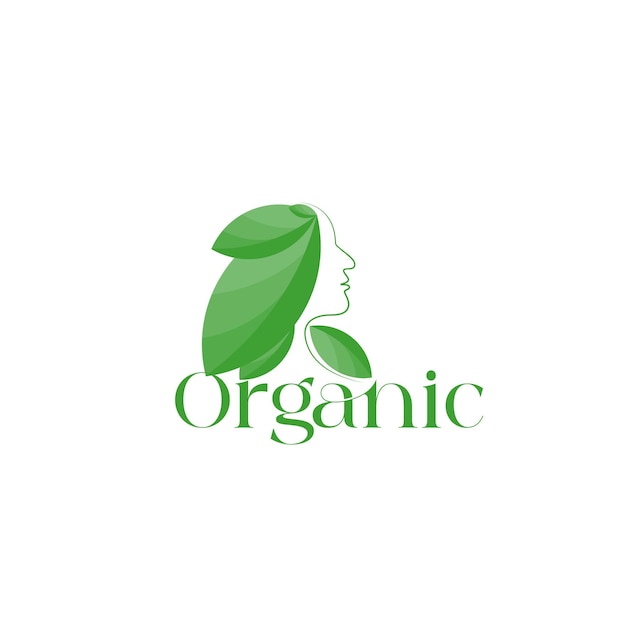 Organic logo with leaf vector