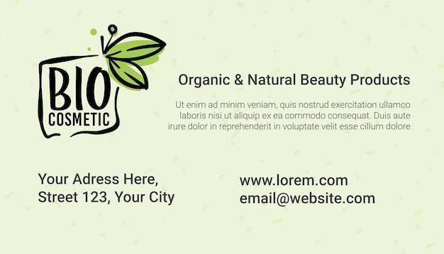 Vector organic and natural beauty products business card