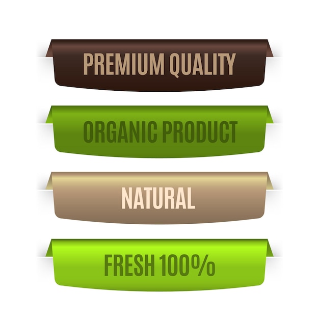 Organic natural labels in different colors