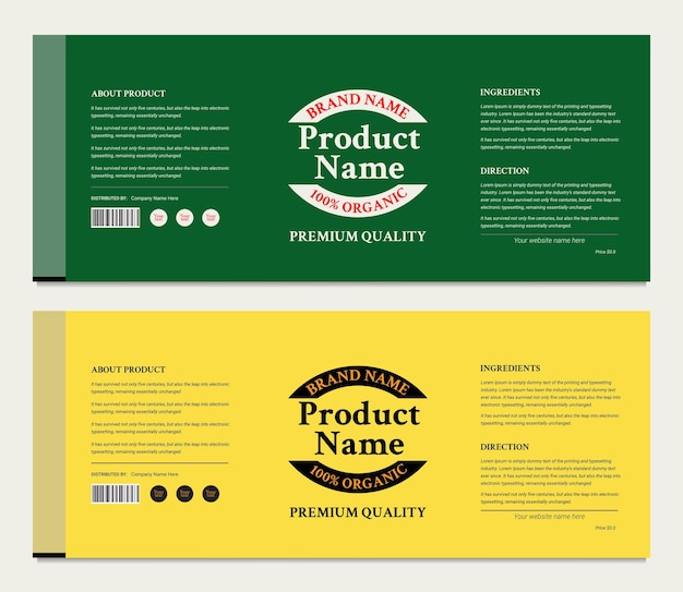 Vector organic product label template design