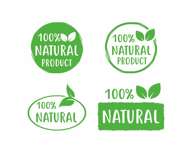 Organic product stamp emblems set illustration