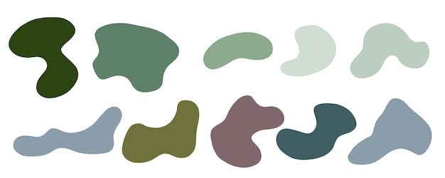 Organic random spot. Organic irregular shapes, stone or liquid  green blobs. Abstract pebble