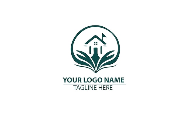 Vector organic real estate logo with a house and a house