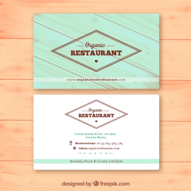 Organic restaurant card