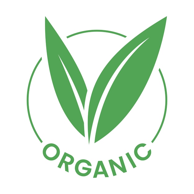 Organic Round Icon with Green Leaves Icon 3