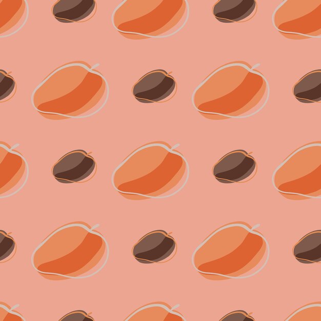 Organic seamless pattern with tasty orange and brown abstract peach ornament