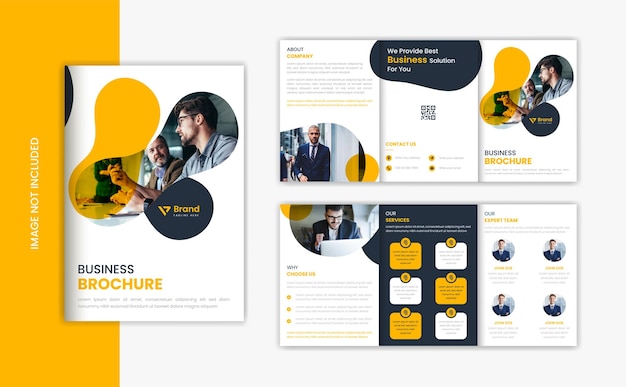 Organic shape modern corporate trifold a5 brochure design template vector