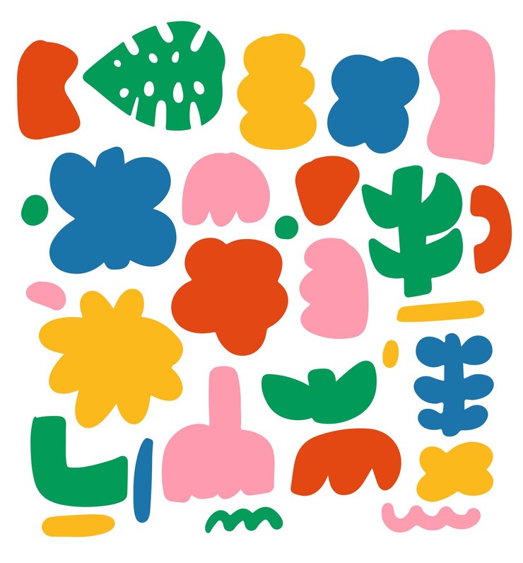 Organic Shapes Flower Hand Draw Flat Background