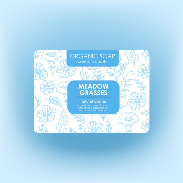 Vector organic soap tag pack packaging meadow grass template vector