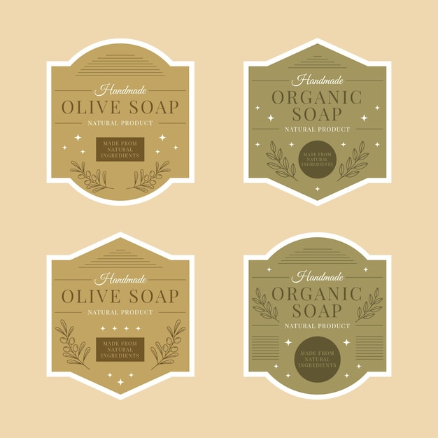 Vector organic soaps labels with leaves collection