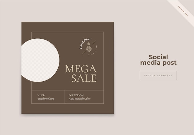 Vector organic social media instagram post banner for fashion sale