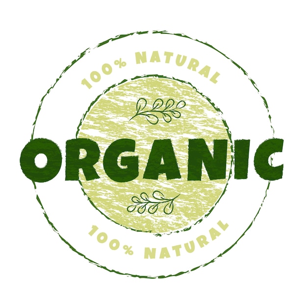 organic sticker 100 percent natural stamp