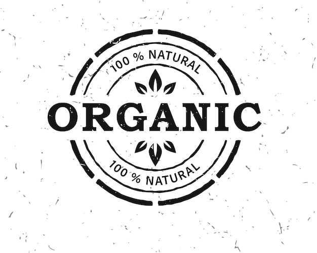 Vector organic sticker, label, badge and logo.black-white ecology icon