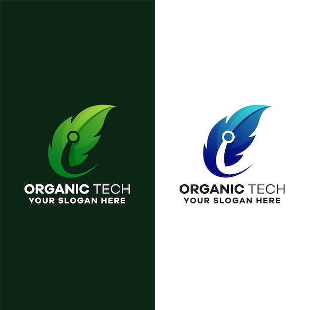 Modello di logo con gradiente tecnologico organico