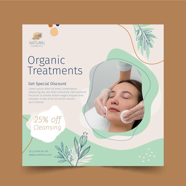 Vector organic treatments squared flyer template