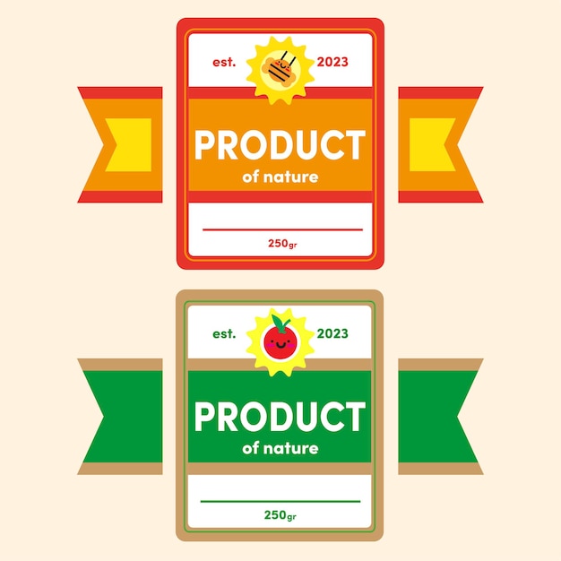 Vector organic vegan product label design vector illustration