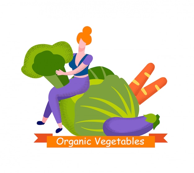 Vettore verdure biologiche, scelta di alimenti sani