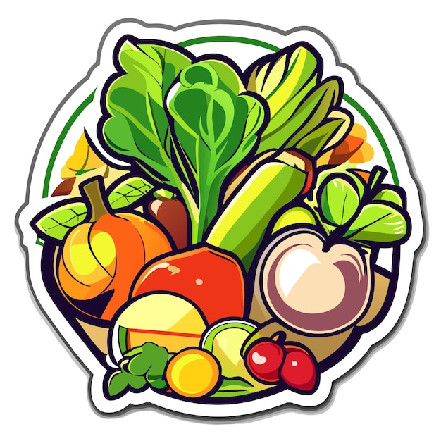 Organic vegetables sticker or world vegan day