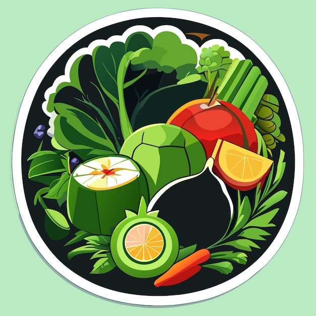 Organic vegetables sticker or World Vegan Day