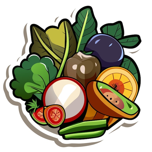 Organic vegetables sticker or World Vegan Day